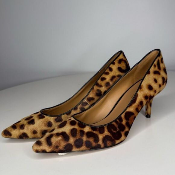 Nine West Margot Leopard Print Haircalf Kitten Heel Pumps 7.5 NWT - Picture 1 of 12